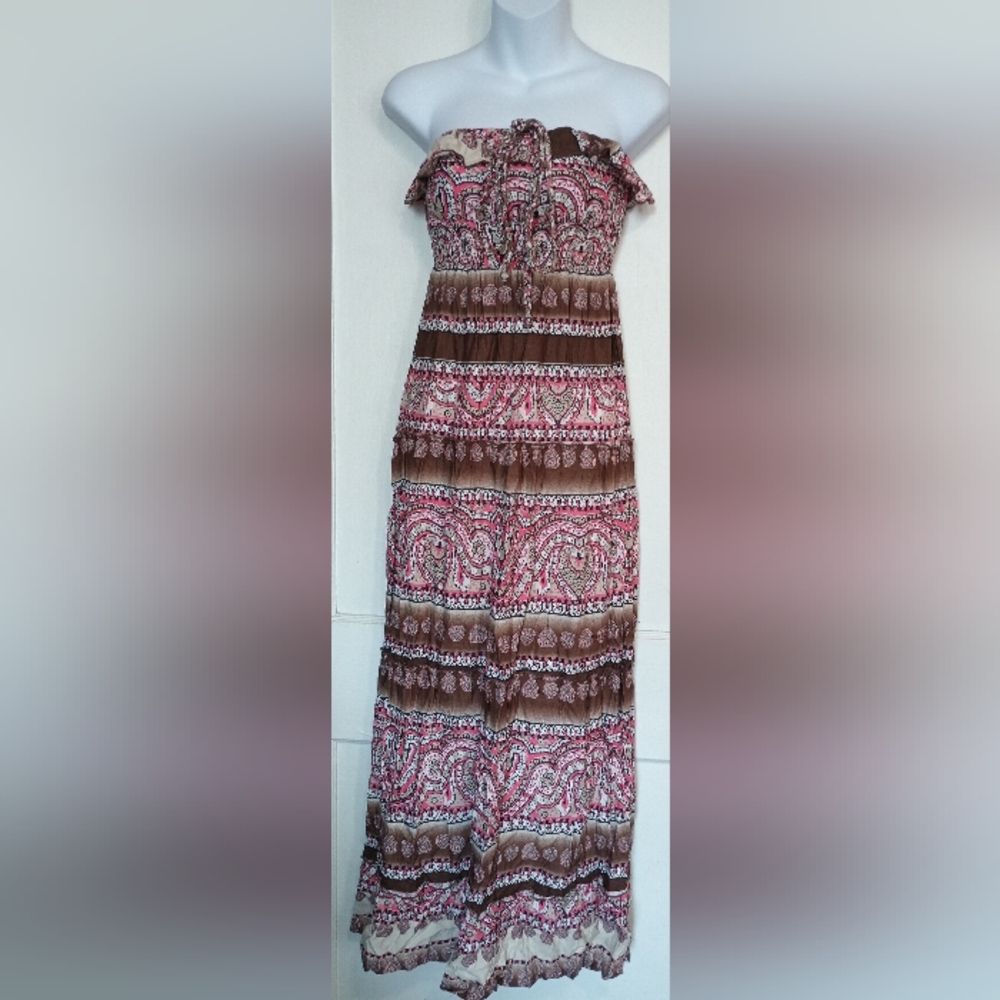 🌺BUNDLE ONLY🌺 Mudd Strapless Pink and Brown Maxi Dress